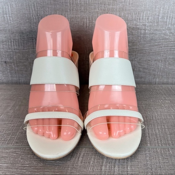Nanette Lenore sz 7 Isabel white and clear wedge sandals - Picture 10 of 12